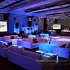Event design for Bar Mitzvah includes LED Video Screens, matching furniture and décor.